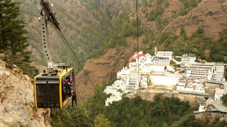 Vaishno Devi Temple nestled in Trikuta Mountains Ropeway