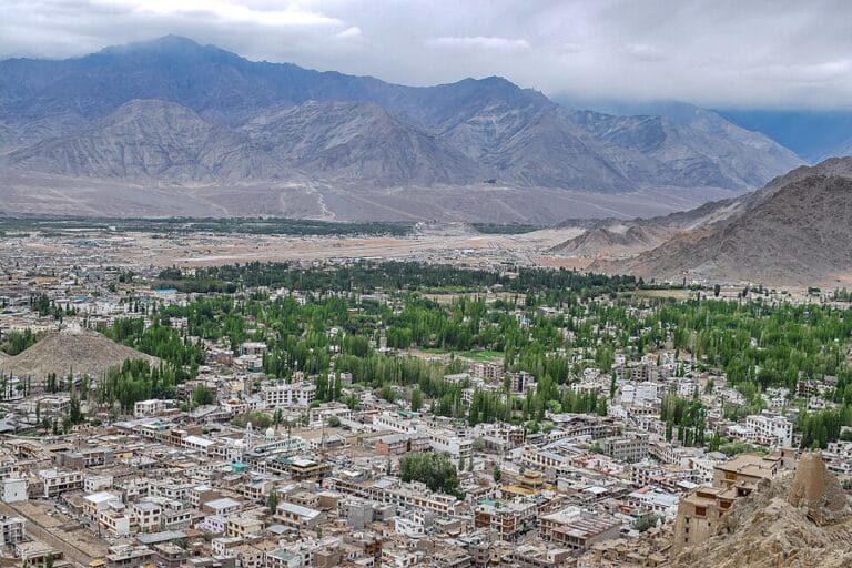 leh city seen from namgyal tsemo monastery and leh palace