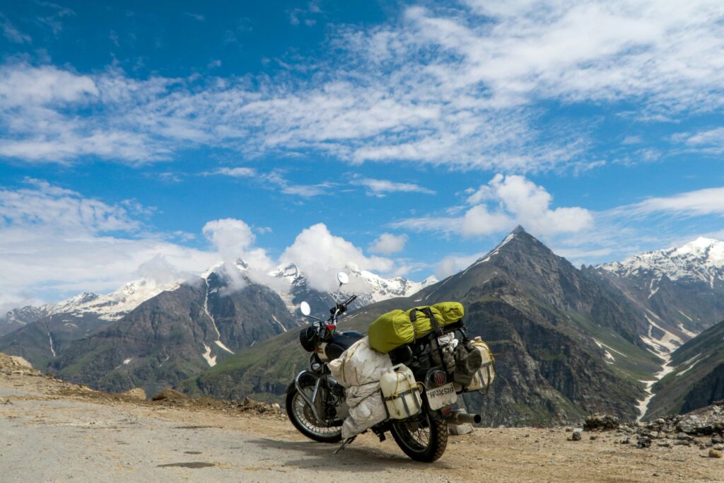 Motorcycle touring on Manali Leh highway for Ladakh bike trip adventure