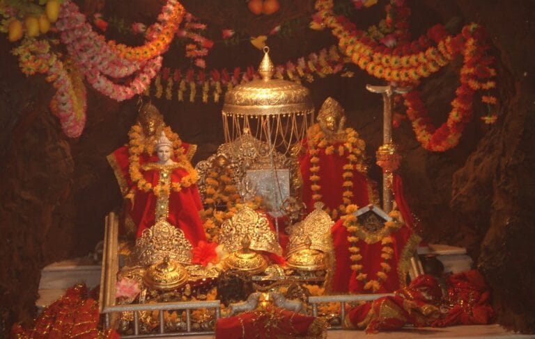 Idol of Goddess Vaishno Devi inside the holy cave temple