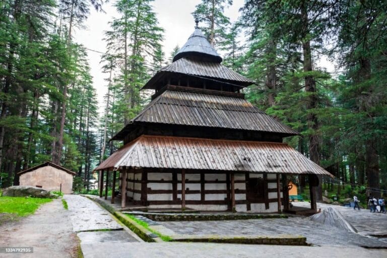 Tourists visiting Hadimba Temple in Manali Himachal Pradesh