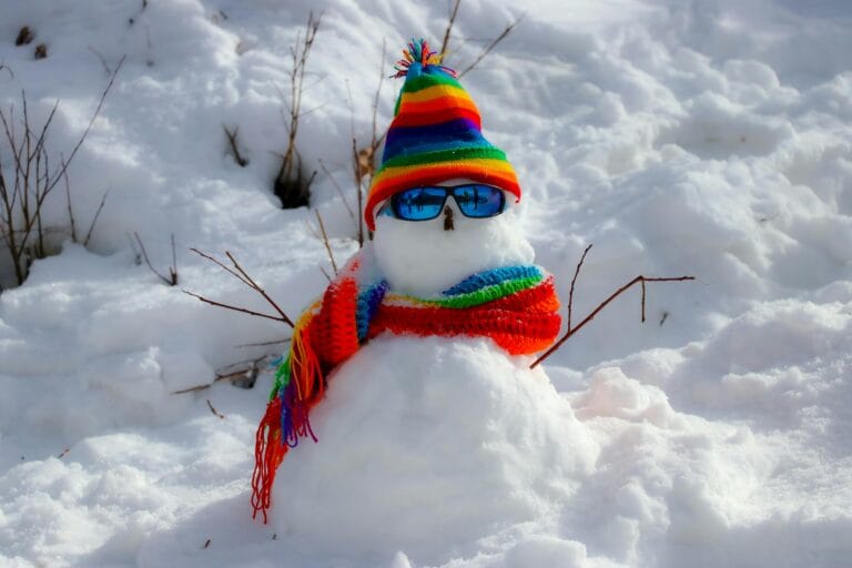 Snowman with colorful hat in Solang Valley Himachal Pradesh