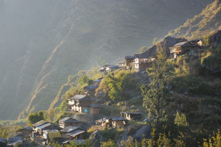 Aerial view of Tosh village in Himachal Pradesh